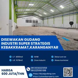 Disewa Gudang Super Strategis Kebakkramat,Karanganyar Luas 3000m2