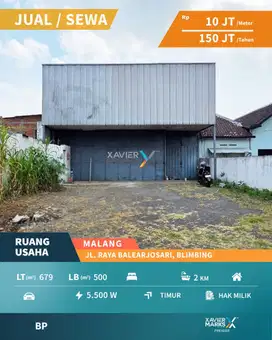 Dijual/Disewakan Gudang di Poros Jalan Balearjosari, Blimbing Malang