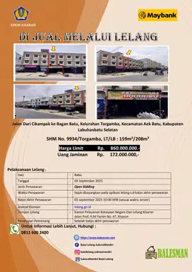DIJUAL RUMAH MELALUI LELANG WILAYAH LABUHAN BATU SELATAN