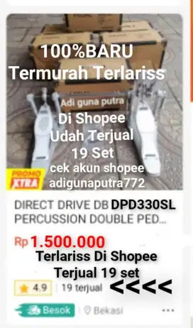 TERMURAH DIRECT DRIVE DOUBLE.PEDAL DRUM DB DPD330SL