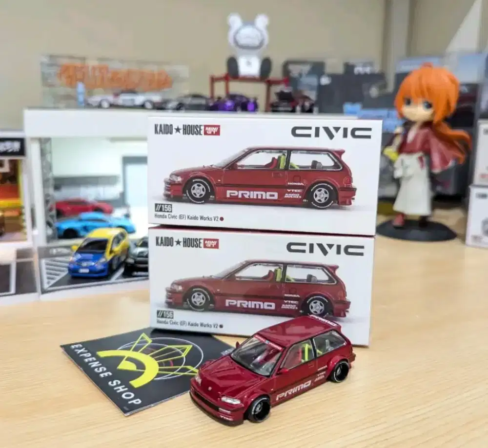 MiniGT Kaidohouse Honda Civic EF Kaidoworks V2 Red