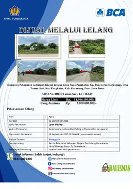 DIJUAL RUMAH MELALUI LELANG WILAYAH JAWA BARAT