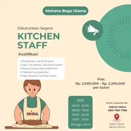 LOWONGAN KERJA (PRIA/WANITA) UNTUK STAFF DAPUR PRODUKSI ROTI