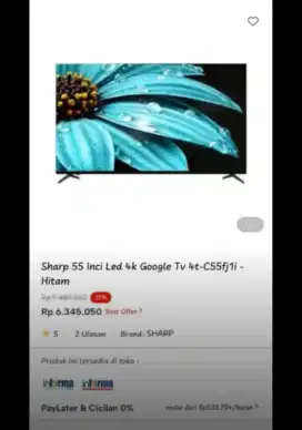 Sharp 55 inc LED 4K google tv 4T C55FJ1I - Hitam