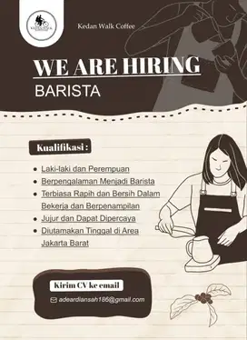 Lowongan Barista Coffeeshop