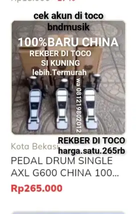 100%br TERMURAH PEDAL.DRUM.SINGLE.AXL