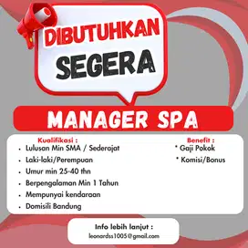 Di Butuhkan Segera Manager Spa, billiard, cafe dan digital marketing