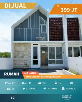 Dijual Murah Rumah Baru Minimalis One Gate System di Tlogowaru Malang