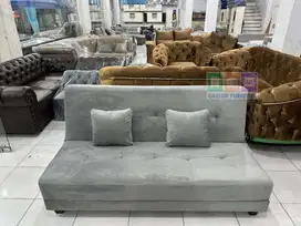 CUCI GUDANG !!! Sofa Bed Minimalis Bahan Bludru Halus Warna Abu