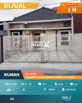 Rumah Negotiable Siap Huni di Karanglo Indah Blimbing Malang