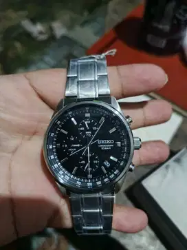 Jam Tangan Pria Seiko Chronograph SSB379P1 Black Dial Stainless Steel
