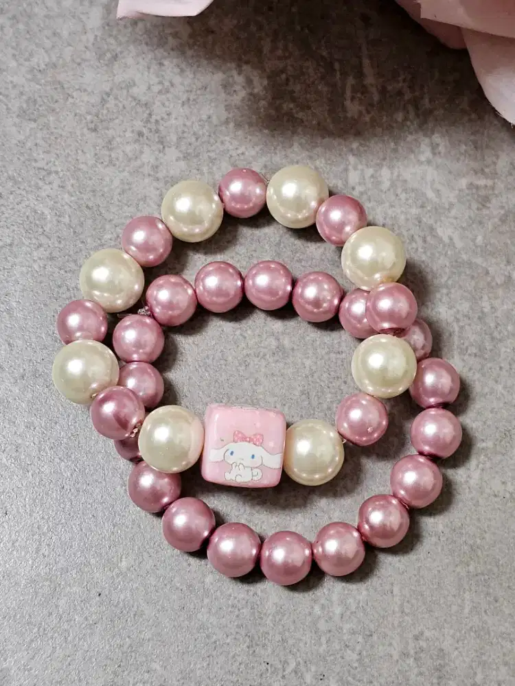 Gelang pink pearls cinnamoroll pocacho gift kado hadiah