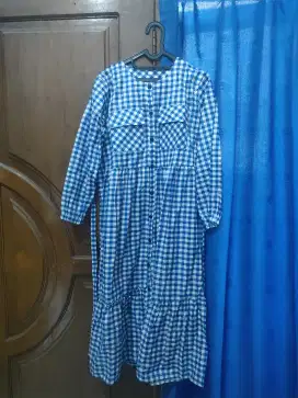 Gamis biru kotak-kotak