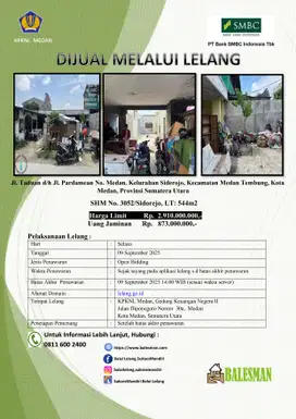 DIJUAL RUMAH MELALUI LELANG WILAYAH SUMATERA UTARA