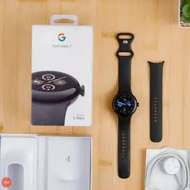 Google Pixel Watch 2 Black case, Obsidian active band