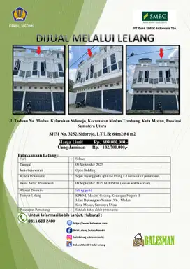 DIJUAL RUMAH MELALUI LELANG WILAYAH SUMATERA UTARA