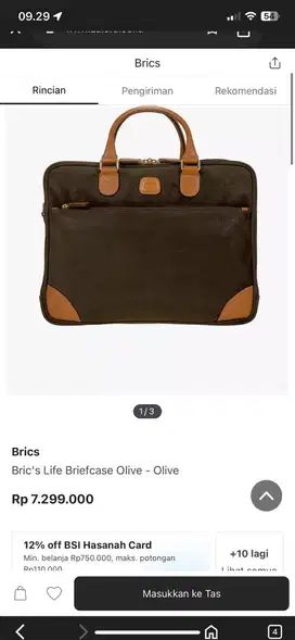 Bric's Life Briefcase Olive Original