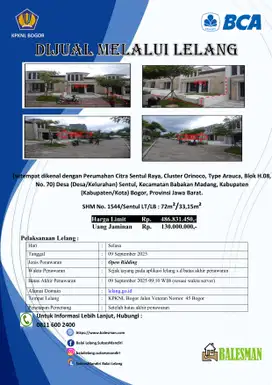 DIJUAL RUMAH MELALUI LELANG WILAYAH JAWA BARAT