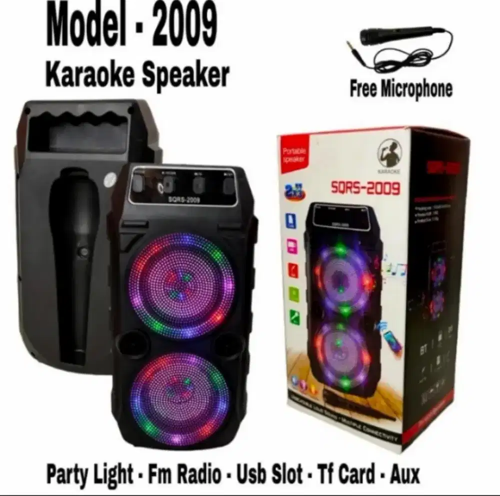 Speaker bt karaoke lengkap mic+led rgb