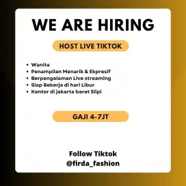 Dibutuhkan host live TikTok segera
