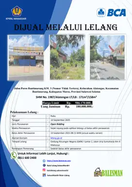 DIJUAL RUMAH MELALUI LELANG WILAYAH SULAWESI SELATAN