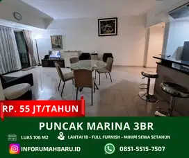 PUNCAK MARINA 3 BR‼️ Jarang Ada Sewa Apartemen Margorejo Akses A.Yani
