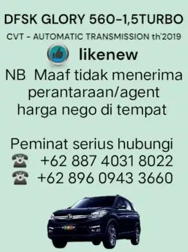 Istimewa DfskGlory 560-1,5TURBO Charge engine A/Transmission2019hitam.
