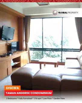 Disewa Taman Anggrek Condominium, Fully Furnished 3 Bed, Garden View