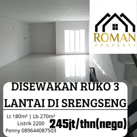 DISEWAKAN RUKO 3 LANTAI DI SRENGSENG COCOK UTK KANTOR