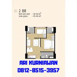 BU! Apartemen M-Town Dakota 2BR, 46 m – Jual 750 Jt Nego / Sewa 40 Jt