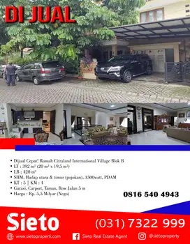 Dijual Cepat! Rumah Citraland International Village