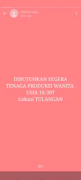 Dibutuhkan segera tenaga produksi