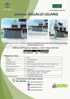 DIJUAL RUMAH MELALUI LELANG WILAYAH SUMATERA UTARA