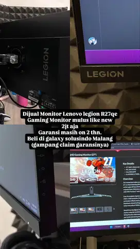 Dijual monitor gaming Lenovo Legion R27qe berukuran 27 inci