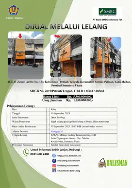 DIJUAL RUMAH MELALUI LELANG WILAYAH SUMATERA UTARA