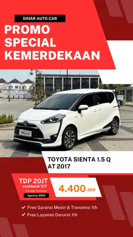 Toyota Sienta 1.5Q at 2017 low km 54rb servis record