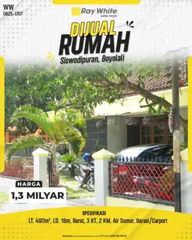 Dijual Rumah Luas di Siswodipuran, Boyolali Dekat Pusat Kota!