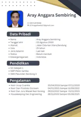 Info lowongan pekerjaan buat cowo area Bandung atau luar kota