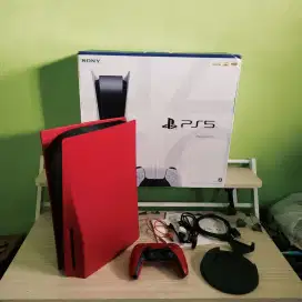 Ps5 disc red edition + garskin sony ps 5 playstation disk fullset