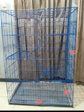 Kandang besi lipat jumbo 3 tingkat ukuran 90x60x127