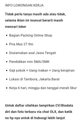 LOKER PACKING ONLINE SHOP