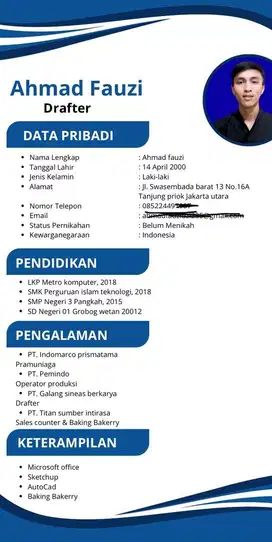 saya butuh kerjaan, dengan pengalaman kerja seperti di cv