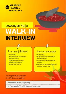 Dibutuhkan Pramusaji & Juru Masak