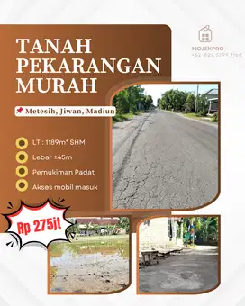 DIJUAL TANAH PEKARANGAN MURAH DI METESIH JIWAN MADIUN