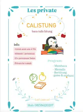 LES PRIVATE CALISTUNG (Baca Tulis Hitung)