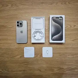 iPhone 15 Pro 128GB Natural Titanium Fullset Resmi BliBli Mulus