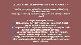 DICARI DROPSHIPPER/RESELLER TAS&DOMPET