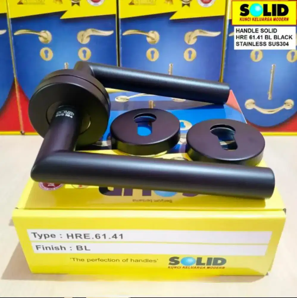 Gagang pintu solid HRE. 61.41BL handel pintu pisah solid black ss