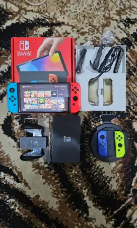 Nintendo Switch OLED 256gb Full Games + 2 joycon tambahan Fullset