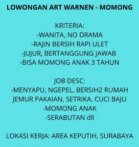 ASISTEN RUMAH TANGGA ART WARNEN KEPUTIH SURABAYA